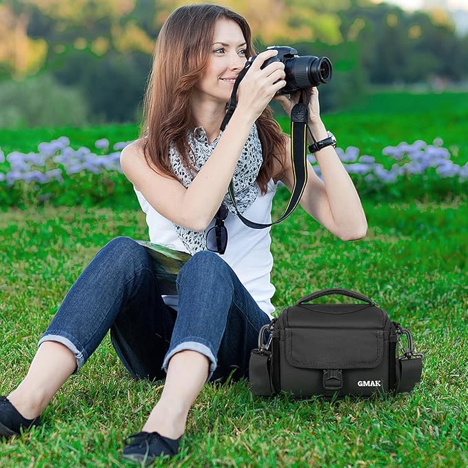 Camera Carrying Bag, Anti-Shock Camera Case Bag with Water-resistant Rain Cover Compatible for Canon EOS R50 M50 Powershot SX540 SX70, Nikon Coolpix L340 B700 P610, Panasonic LUMIX, Sony a6100 a6400