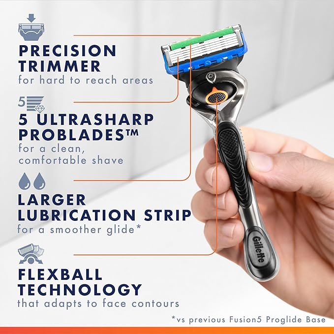 Gillette Fusion5 Men's 5-Blade Razor, 1 Razor Handle, 5 Blade Refills, with Travel Case