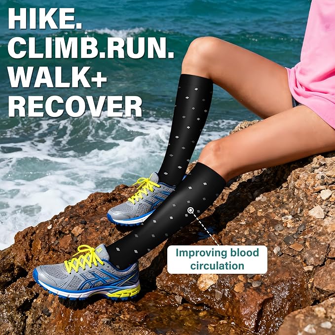 Acture 6 Pack Compression Socks for Women and Men - Knee High for Medical, Running, Nurses, Travel
