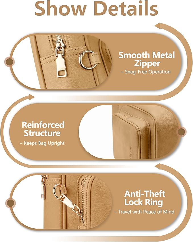 Anti Theft Crossbody Bags for Women,RFID Sling Bag Travel Purse,Vegan Leather Cross Body Purses Chest Bag for Travel(khaki)