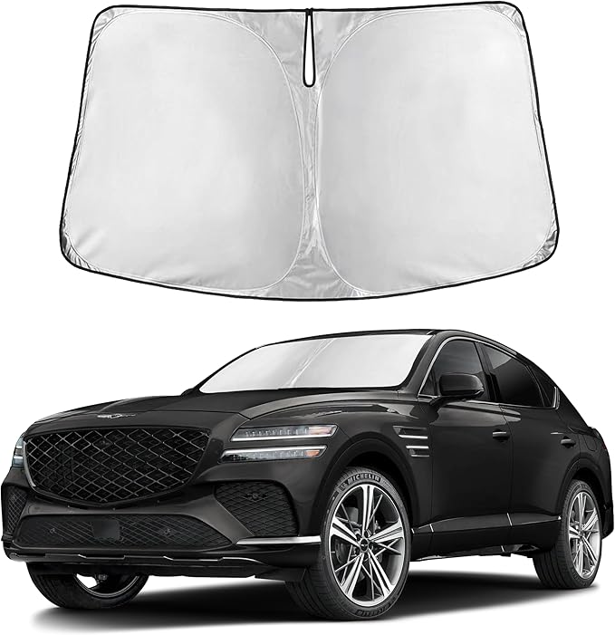Autovir Windshield Sun Shade Fit for 2021-2023 2024 2025 Genesis GV80 Sunshade, Front Car Window Shades Sun Visor, Blocks UV Rays & Heat, Car Accessories