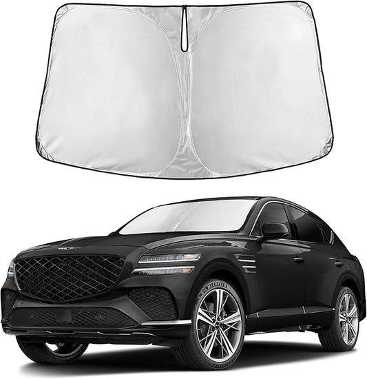 Autovir Windshield Sun Shade Fit for 2021-2023 2024 2025 Genesis GV80 Sunshade, Front Car Window Shades Sun Visor, Blocks UV Rays & Heat, Car Accessories