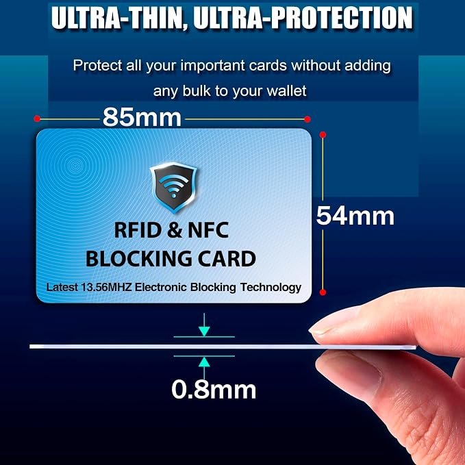SaiTech IT 2 Pack RFID Blocking Cards Protect Your Entire Wallet, Purse, and Cards from NFC Contactless Theft Wallet for Men & Women - Sky Blue