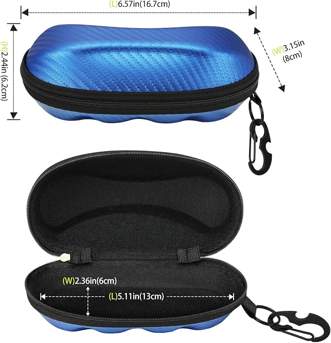 MoKo Semi Hard Shell Sunglasses Case, Unisex Protective Eyeglass Case Glasses Case Holder with Metal Hanging Hook