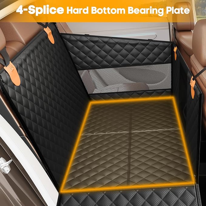 PETICON Large Dog Car Seat, Back Seat Extender for Dogs with 3 Mesh Windows, Waterproof Medium Carseat for Dogs with Hard Bottom, Pet Seat Cover for Cars, Trucks and SUVs