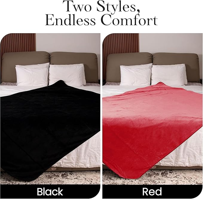 Waterproof Blanket for Bed (82"x 82" King Size) Reversible Plush Fleece, Moisture Absorbent TPU Layer Stain Proof Couch Bed Mattress Water Proof Cover Red/Black