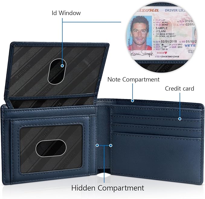 RUNBOX Wallet for Men -Slim Rfid Leather Mens Bifold Novelty Wallets 2 ID Window With Gift Box Men's Accessories | Slim