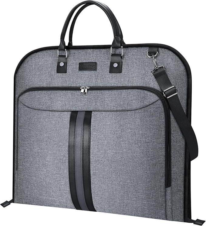 BALEINE Travel Garment Bag, Travel Suit Bag for Men, Water Resistant Carry on Garment Bag for Hanging Clothes, Garment Duffel Bag for Travel Business (Grey)