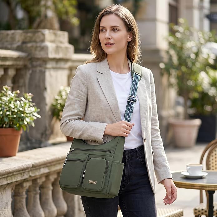 MHCNLL Anti Theft Crossbody Bag for Women, Lightweight Travel Purse, Waterproof Nylon Multi-Pocket Everyday Shoulder Handbag
