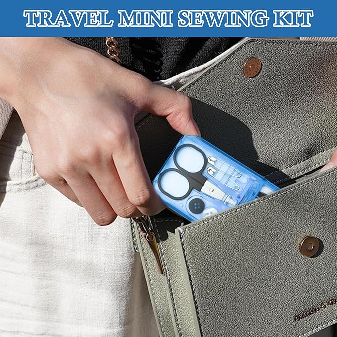 25 Boxes Mini Travel Sewing Kit Quick Fix Sewing Kits Bulk Basic Portable Pre Threaded Needle Emergency Repair Tool for Christmas Gifts Beginner Traveler Home Hotel (Blue)