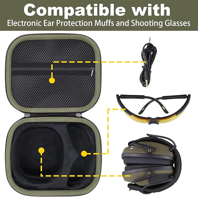Storage Case Compatible with Walkers Razor Slim/Howard Leight Honeywell Impact Sport Electronic Ear Protection Muffs
