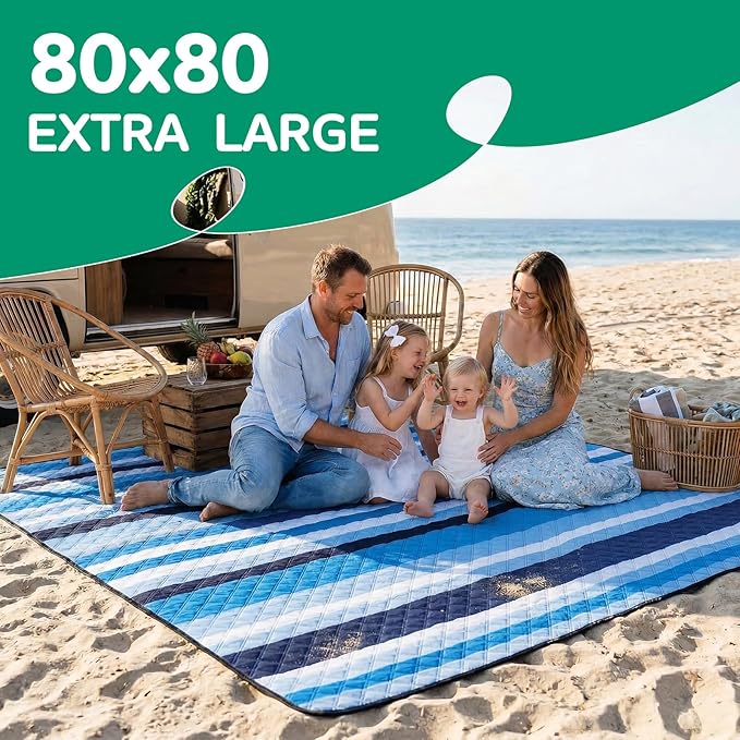 Waterproof Beach Blanket Picnic Outdoor Camping Mat Oversized Extra Large Foldable Sandproof Sand Free Resistant Big XL Giant Towel Hawaii Honeymoon Essentials Women Summer Must Have Vacation Gift