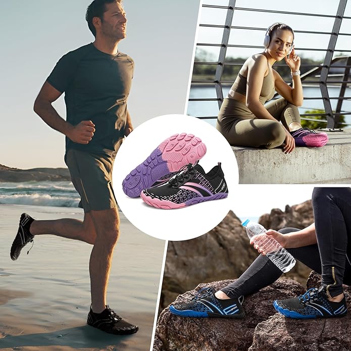 ATHMILE Hiking Barefoot Water Shoes for Women Men Beach Swim Aqua Pool River Quick Dry Athletic Wide Toe Outdoor Sport Kayaking Boating Rock Climbing Yoga Lake