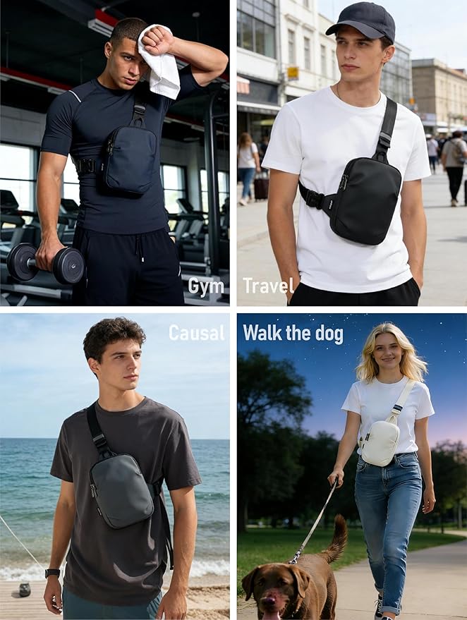 MAXTOP Small Sling Bag for Men Women Crossbody Chest Bags Water Resistant Fanny Pack Purse for Travel Sports Running Work