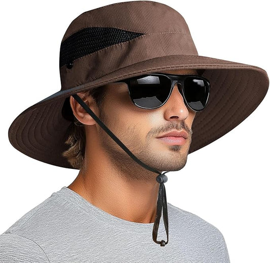 PFFY Sun Hats for Men Women Wide Brim Bucket Hat UPF 50+ Outdoor Beach Hiking Fishing Hat