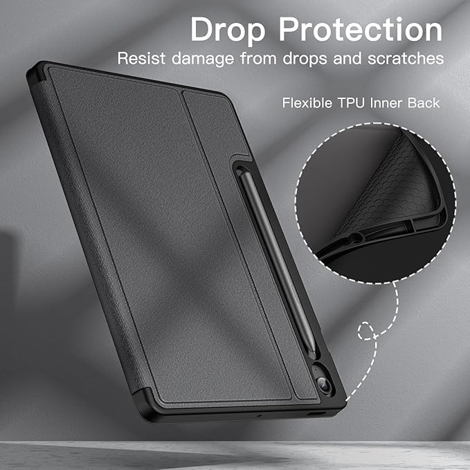 JETech Case for Samsung Galaxy Tab S10 Lite / S10 FE / S9 FE 10.9-Inch with S Pen Holder, Slim Folio Stand Protective Tablet Cover, Multi-Angle Viewing (Black)