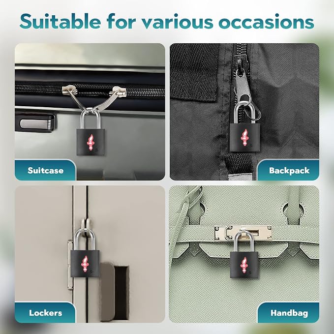 2 Pack TSA Approved Luggage Locks with Key - Neon Square Black for Suitcase Backpack Carry-On & Laptop Bag Travel Security