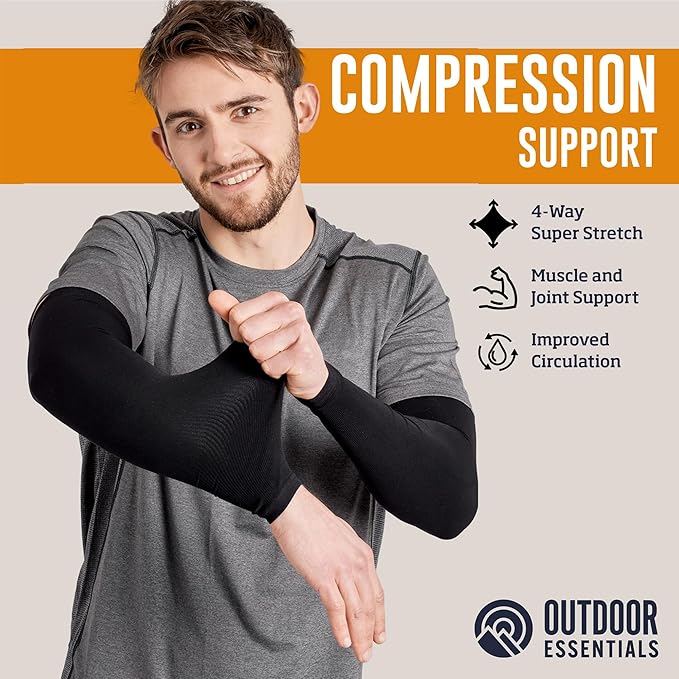OutdoorEssentials UV Sun Sleeves for Men & Women, Cooling Arm Sleeves UPF 50+ | Golf, Tattoo Cover Up, Sun Protection