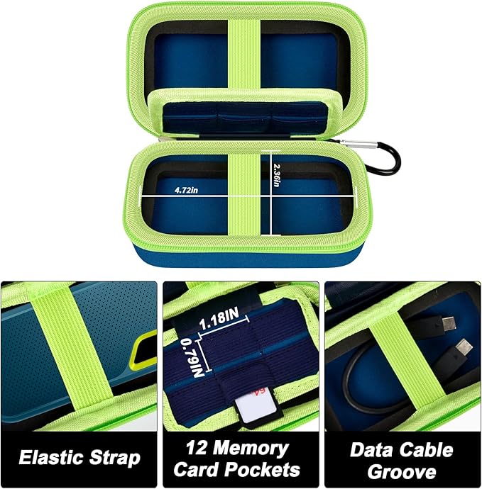 COMECASE Dual SSD Case for SanDisk Extreme Portable SSD & Extreme Pro, Hard Drive Storage Bag Fits 1TB 2TB 4TB 8TB External Solid State Drive, with 12 SD Card Slots, for Travel - Monterey(Box Only)