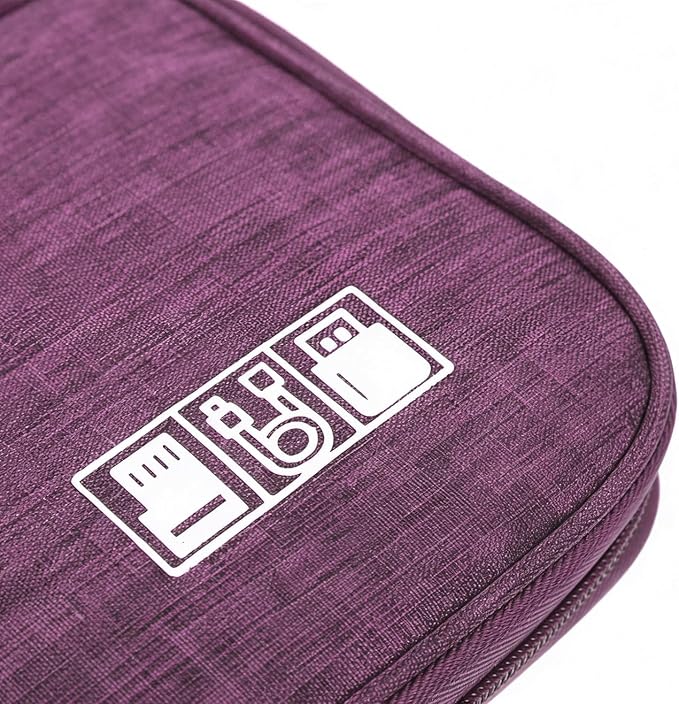 Yamrots Travel Cable Organizer, Electronic Organizer Travel Case, Portable Storage Bag for SD Card, Charger, Power Bank, Earphone (Purple)