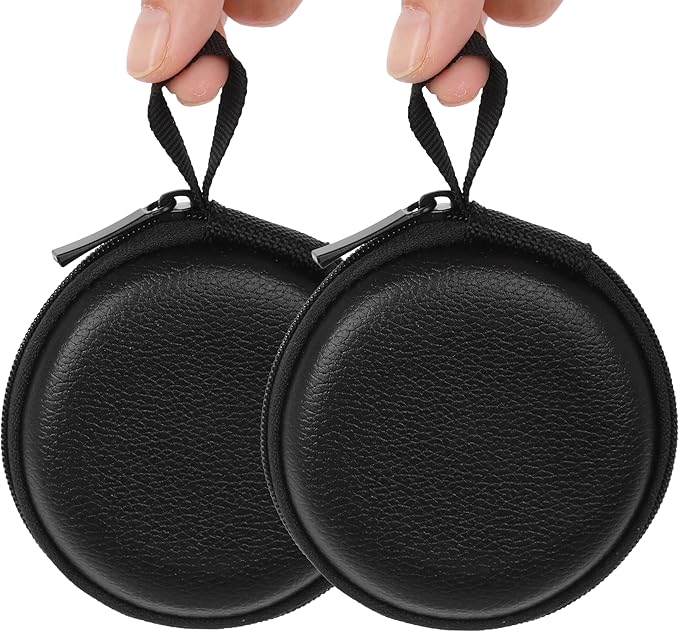 Ginsco Mini-Portable Hard Shell Earbuds Case for Apple EarPods Headphones USB-C Wired Ear Buds/Samsung Galaxy Wired Earbuds, Travel Case for Earphones Earplugs (2, Black-Lichee)
