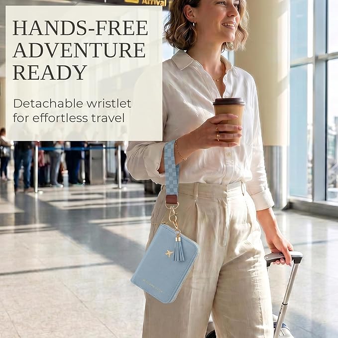 Beautiful Passport Holder for Travel with Wristlet Strap - All-in-One Wallet for Women with Card Slots and Tassel Keychain - Perfect RFID Blocking Case to Keep Your Travel Documents Organized & Safe
