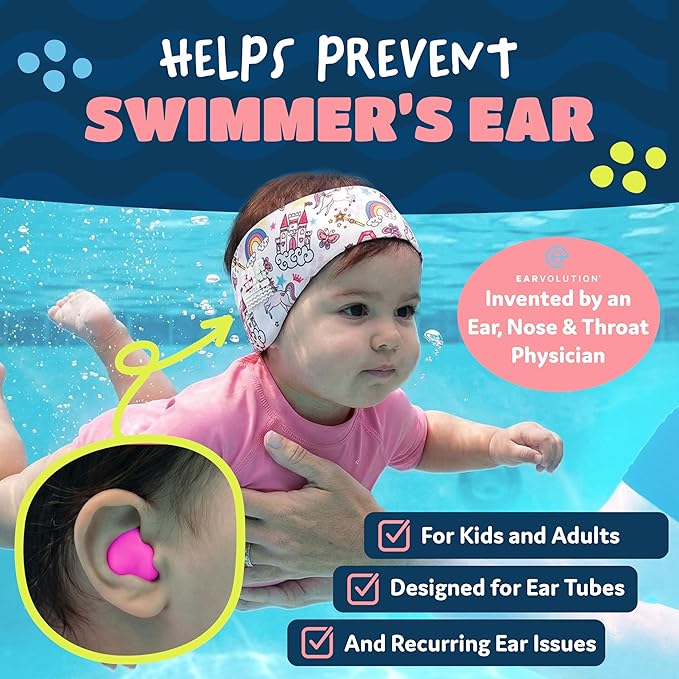 Earvolution Floating Putty Buddies Swim Earplugs - Doctor-Invented, Made in USA, Moldable Premium Silicone Plugs Help Prevent Swimmer's Ear, 3 Pair Pack - Red/White/Blue