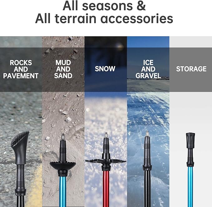 Trekking Poles Collapsible Hiking Poles - Lightweight Aircraft-Grade Aluminum Adjustable Hiking Sticks with Quick Lock System, Ultralight Walking Sticks for Women, Men & Seniors