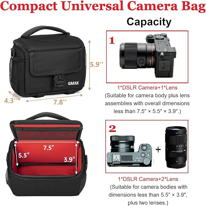 Camera Carrying Bag, Anti-Shock Camera Case Bag with Water-resistant Rain Cover Compatible for Canon EOS R50 M50 Powershot SX540 SX70, Nikon Coolpix L340 B700 P610, Panasonic LUMIX, Sony a6100 a6400