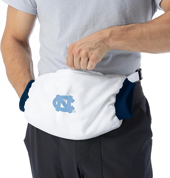 Northwest NCAA North Carolina Tar Heels Hand Warmer with Adjustable Waist Strap, Officially Licensed Cold Weather Hand Muff for College Sports, Outdoor Sports, Insulated Pocket, Polyester, 7 x 15 in
