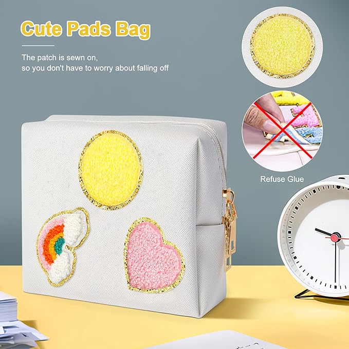 airogym Period Bag for Women, Sanitary Napkin Storage Bag, Functional PU Leather Sanitary Pad Bags for Panty Liners, Tampons, Menstrual Cup Pouches, Sanitary Pads Organizer with Zipper
