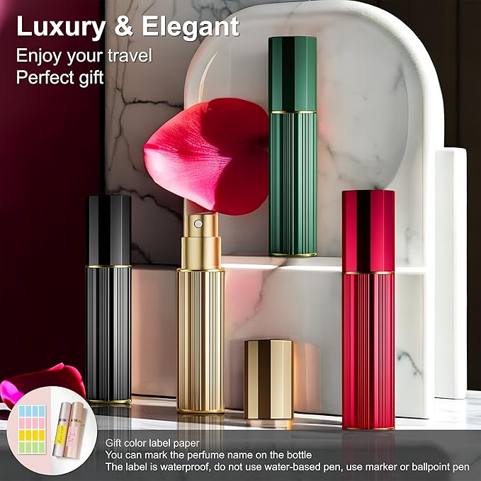 Perfume Travel Refillable Bottle Cologne Portable Atomizer Fragrance Scent Sprayer Pump Fill from Bottom Mini Pocket Size 5ml for Travel Essentials & Best Gift (Red)