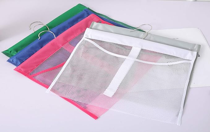 Portable Mesh Pocket with Rotatable Hanger, Quick Dry Serial Type Bath Storage Organizers for Travel, Camper, RV, Gym, Cruise, Cabin, College Dorm Shower(White)
