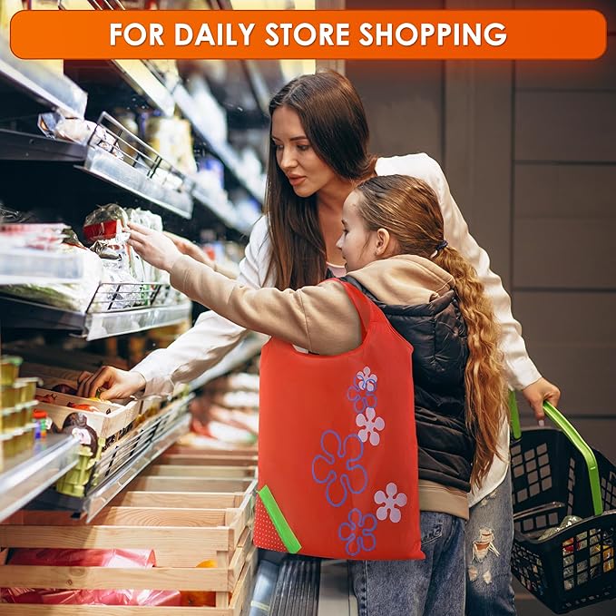 5 PCs Fruit Micro Tote Bag – Reusable Grocery Bags Foldable with 15"x15" Capacity Size, Washable Build for Wear Resistance and Long Service Life – Handy Choice for Market Trips and Daily Carrying