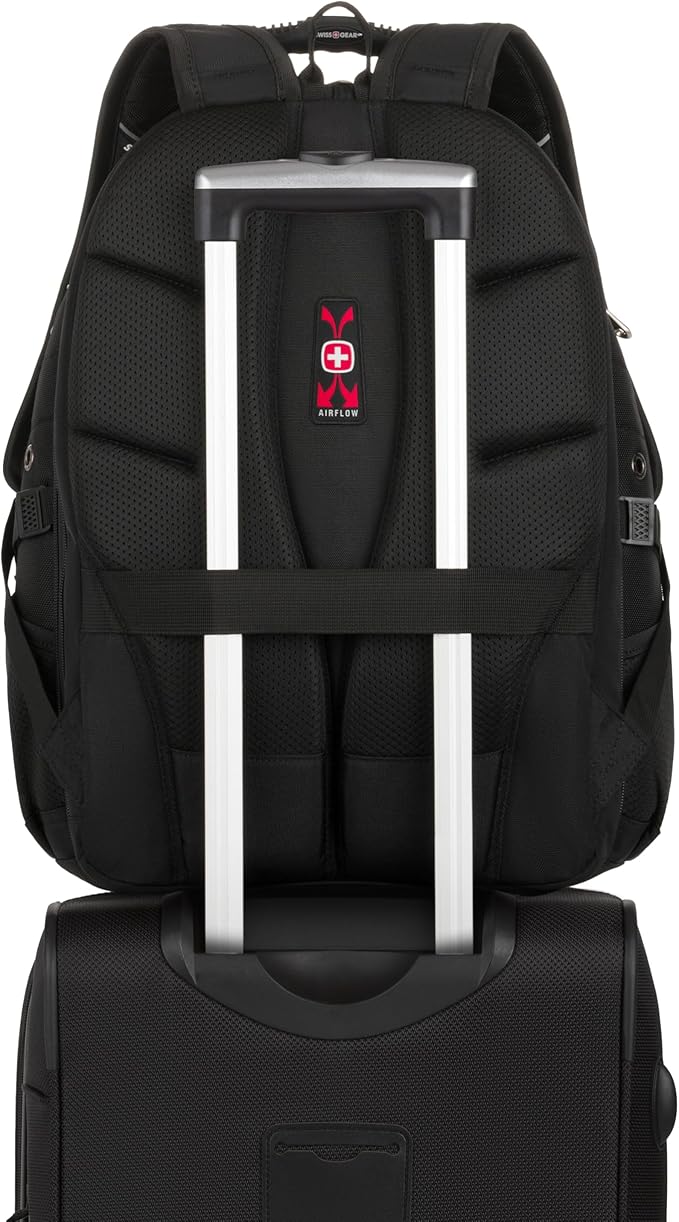 SWISSGEAR Sion 2-Piece Travel Set, Softside Expandable Carry-On Spinner Bundled with 1900 ScanSmart 17" Laptop Backpack with RFID Blocking & Tech Organization, Black