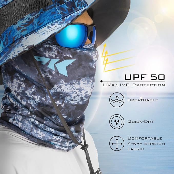 KastKing Sol Armis Neck Gaiter - UPF 50 Face Mask - UV Sun Protection Mask for Men & Women, Fishing, Hiking