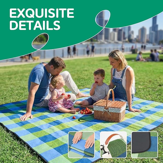 Waterproof Beach Blanket Picnic Outdoor Camp Mat Towel Family Beach Trip Essentials Summer Vacation Must Have Travel Accessories Lake Day Necessities Stuff Supplies Item Gadget Dad