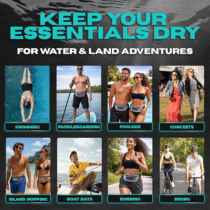 DRENCH 100% Waterproof Clear Bag | Touchscreen Waterproof Fanny Pack Crossbody Phone Case, IPX8 Underwater Pouch for Swimming, Beach, Concerts & Stadium Events | Fits iPhone 15 Pro Max | iPhone