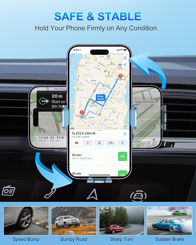 Wireless Car Charger, 15W Fast Charging Auto Clamping Car Charger Phone Mount Phone Holder fit for iPhone 15 14 13 12 11 Pro Max Xs, Samsung Galaxy S24 Ultra S23 S22 S21, S20, S10+, Cyan