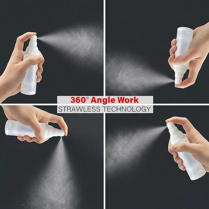 360° Angle Work - Small Spray Bottle | 1oz/30ml - Mini Spray Bottle - TSA Approved Travel Bottles | Portable Refillable Leak Proof | For Perfume Toner Hair spray Facial Moisturizing | 1oz/30ml-Pack 4