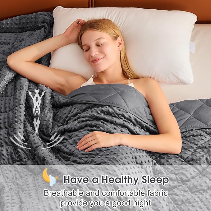 Grey Weighted Blanket for Adults 20lbs, 48"x72", Twin Full Size Cooling Minky Heavy Throw Blanket for 180-220lbs, Soft Winter Thick Big Blankets Weighted Comforter Gifts for Sleeping