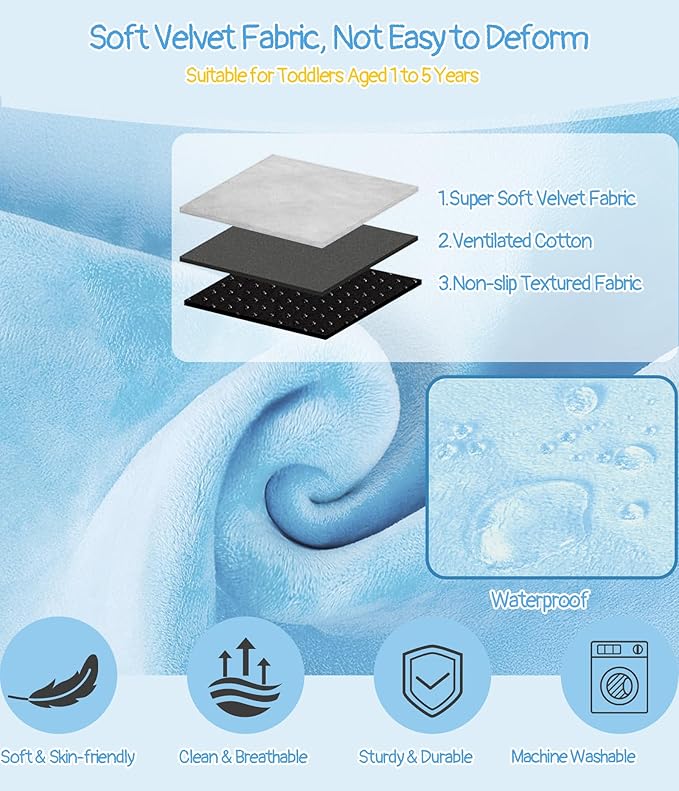 Toddler Airplane Bed, Airplane Seat Extender Travel Bed for Kids, Baby Travel Essentials for Flying, Portable Plane Footrest for Kids, Toddler Must Haves for Flights Blue
