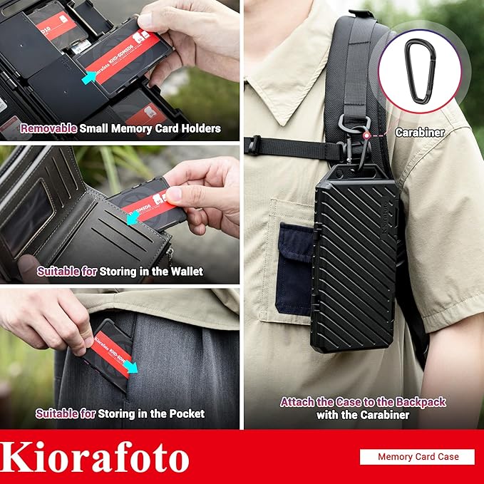 Memory Card Case Carrier with 3 Individual Slim Credit Card Size Memory Card Holder for 36 SD SDXC SDHC & 74 TF MSD Cards,Water-Resistant Micro SD Card Organizer Achieve Easy Daily Carry & Storage
