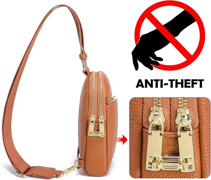 INICAT RFID Blocking Sling Bag, Anti Theft Crossbody Bag for Women Compact Travel Purses Leather
