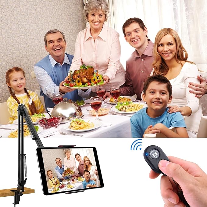 Acuvar Universal Tablet Tripod Mount Holder, Adjustable Stand Adapter for iPad, Samsung Galaxy Tab & Surface, Fits 8–11 Inch Tablets (4) Tablet Mount + Rotating Phone Mount + Remote Shutter