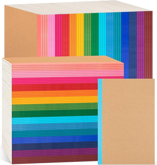 120 Pack Lined Notebook Journals Bulk, A5 College Ruled Composition Notebook, 8.3”x 5.5”, Kraft Cover with Rainbow Spines, 15 Colors 60 Pages for School Office Travel