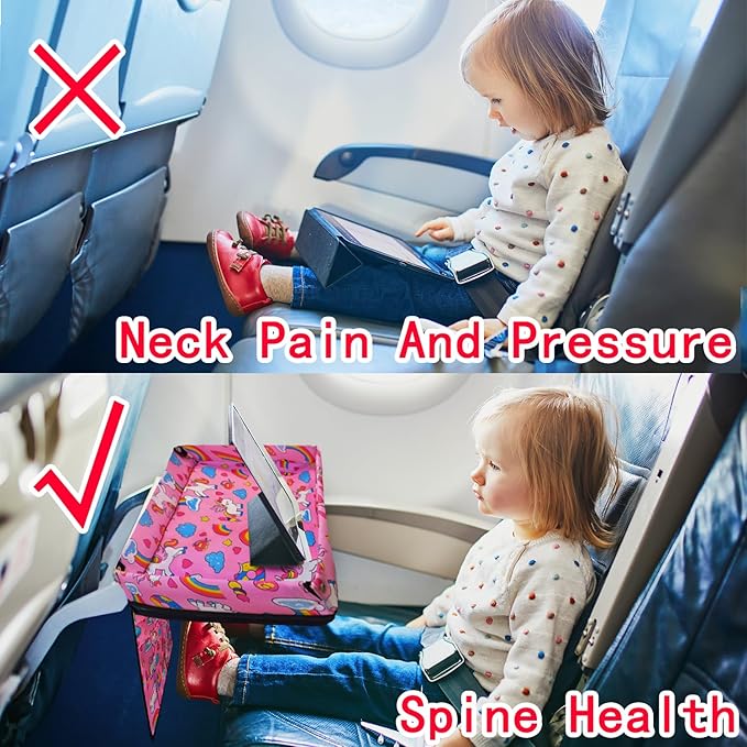 Adjustable Kids Tray Table Cover with Multi Portable Pockets, Airplane Travel Essentials for Kids, Toddlers, Adults, Airplane Must Haves, Plane Travel Essentials, Travel Tray for Plane Train, Horse