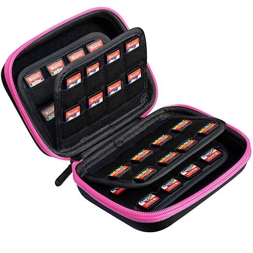ButterFox 64 Switch Game Case for Nintendo Switch, Switch Game Card Storage Holder or SD Memory Card Case (64 Pink/Black)