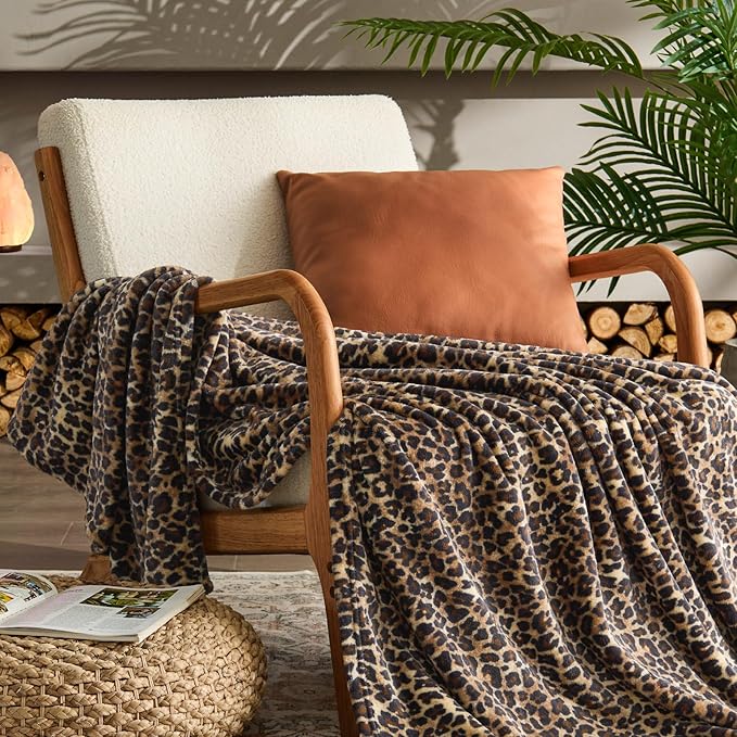BEDELITE Fleece Blanke for Couch & Bed Leopard Print Throw Blanket – Soft Cheetah Blanket, Cozy Lightweight Fleece Animal Print Throw, 60"x 80", Dark Brown