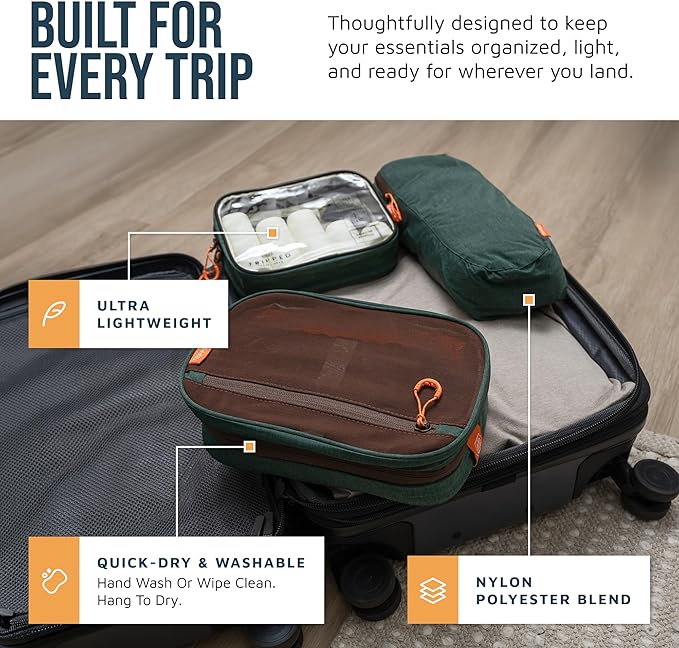 Toiletry Bag Kit Set: Hanging Travel Toiletry Bag + 311 TSA Cosmetic Liquid Bag + Ultralight Accessory Organizer Pouch